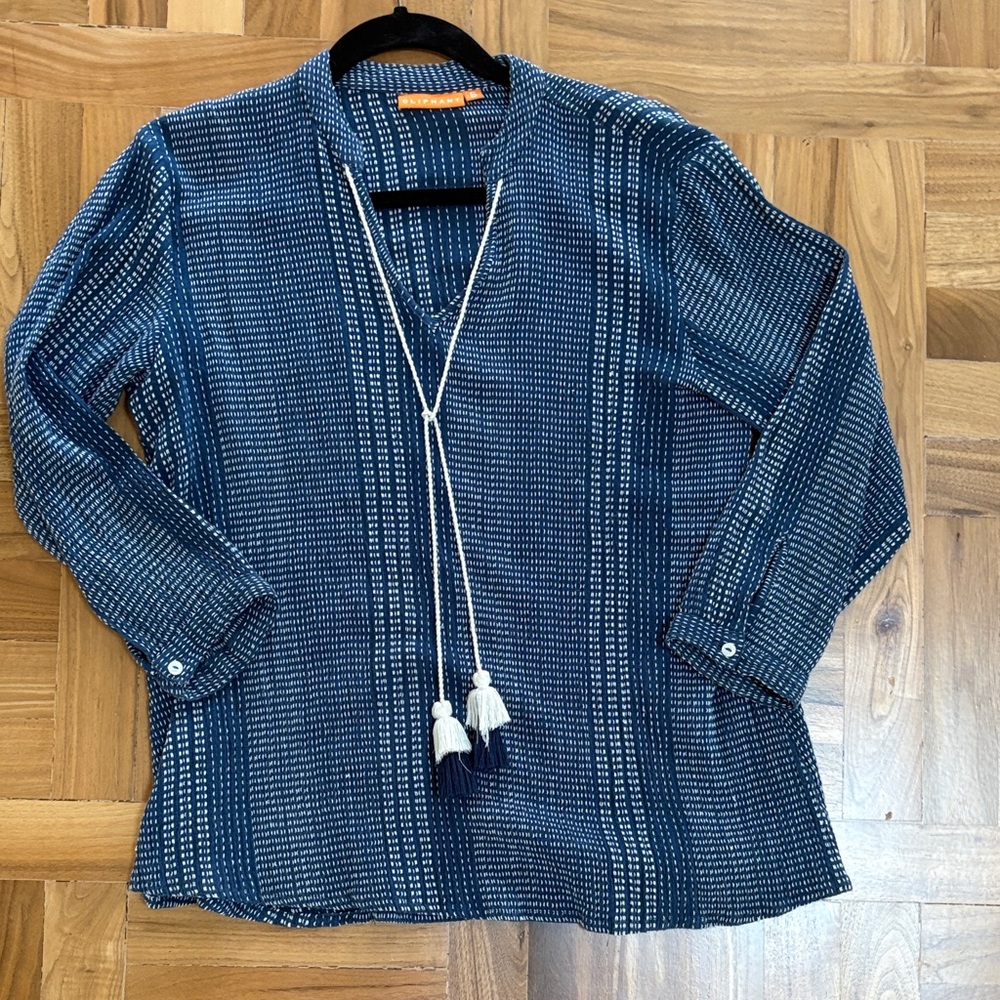 Oliphant sz S  Blue tunic with Tassel Tie